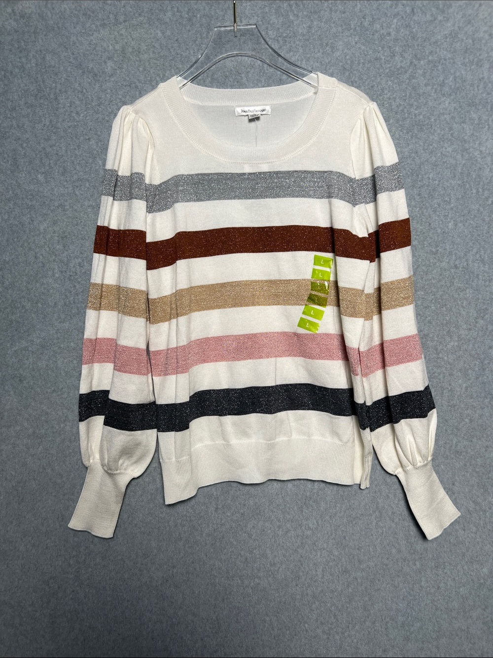 John Paul Richard Women's Lurex Stripe Sweater NWT SIZE L